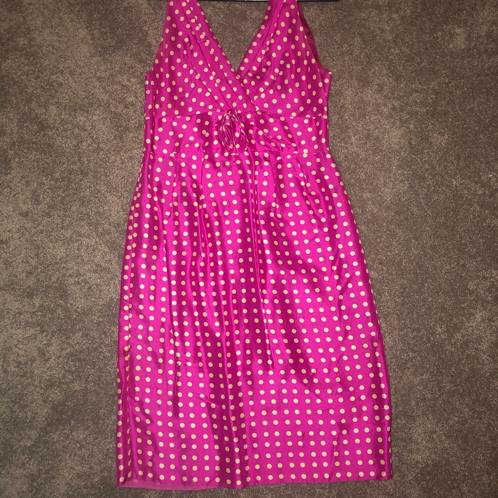 J.crew silk pink and cream polka dot dress 4P